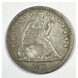 1871 Seated Liberty Silver $1 Fine F details