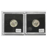 1939 D & S Mercury Silver Dime Pair AU