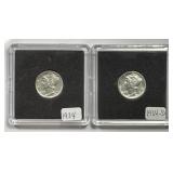 1934 P & D Mercury Silver Dime Pair XF/AU