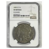 1890-CC Morgan Silver $1 Carson City NGC XF det
