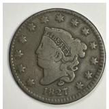 1827 Coronet Head Large Cent Good G+