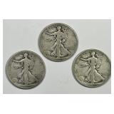1920 P D S Walking Liberty Half Trio