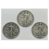 1934 P D S Walking Liberty Silver Half Trio