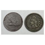 1857 Flying Eagle & 1859 Indian Head Cent Pair