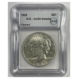 1928 Peace Silver $1 Key Date ICG AU50 details