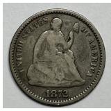 1872 Seated Liberty Silver Half Dime H10c Good G