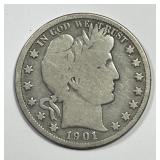1901-S Barber Silver Half Good G