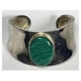 Sterling Silver Malachite Cabochon Cuff Bracelet