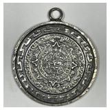 Mexican Silver Aztec Medallion Pendant 33mm