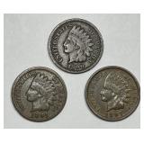 1890 1891 1897 Indian Head Cent Trio