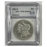 1893-O Morgan Silver $1 ICG VF20 details