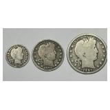 Barber Silver Coinage 19th Century Type Set