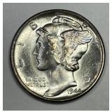 1944-D Mercury Silver Dime Uncirculated FSB BU