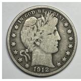 1912 Barber Silver Half Good G