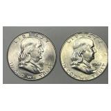 1962 P & D Franklin Silver Half Uncirculated Pair