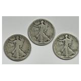 1917 P D S Walking Liberty Half Trio