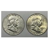 1952 P & D Franklin Silver Half Pair XF/AU