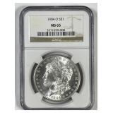 1904-O Morgan Silver $1 Gem BU NGC MS65