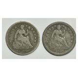 1856 & 1856-O Seated Liberty Half Dime H10c Pair