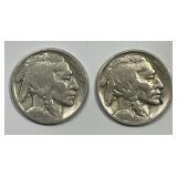 1918 & 1919 Buffalo Nickel Pair VG