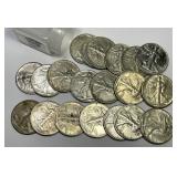 Walking Liberty Silver Half 1940's Roll XF/AU