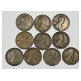 Ten 1909-P Lincoln What Cents in Fine