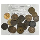 WORLD: 20 Different Large Foreign Copper Coins