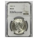 1923 Peace Silver $1 NGC MS64