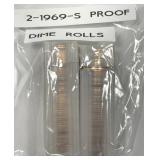 1969-S Proof Roosevelt Dime Roll Pair