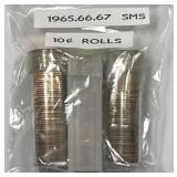 1965 1966 1967 Roosevelt SMS Dime Trio Roll Set