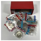 Box of 50 Mint Set Coins in Pliofilm w/Silver Half