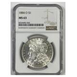 1884-O Morgan Silver $1 NGC MS63