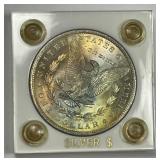 1883-O Morgan Silver $1 Rainbow Color Toned BU