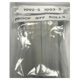 1992-S & 1993-S Proof Jefferson Nickel Roll Pair