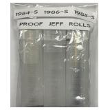 1984 1986 1988 Proof Jefferson Nickel Roll Trio