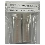 1978-S & 1980-S Proof Roosevelt Dime Roll Pair