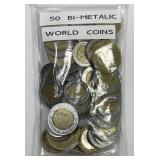 WORLD: Bag of Fifty Bi-Metallic Foreign Coins