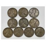 Ten 1909 VDB Lincoln What Cents Very Fine VF