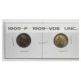 1909-P & 1909 VDB Lincoln Wheat Cent Pair UNC