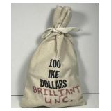Canvas Bag of 100 Uncirculated Eisenhower IKE $1