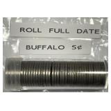 Roll (40) Full Date Buffalo Nickels Circulated