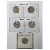 Lot of 5 Key Date Jefferson Nickels