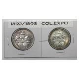 1892 & 1893 Columbian Expo Commem Halves CH AU