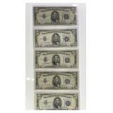Five Different Series 1935 $5 Silver Certificates
