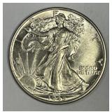 1945 Walking Liberty Silver Half Choice AU