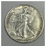1942-S Walking Liberty Silver Half AU