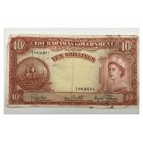 BAHAMAS: Series 1953 Ten Shillings Note