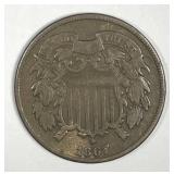 1867 Two Cent Piece Fine F details