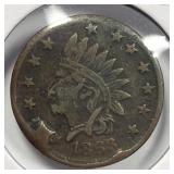 1863 Civil War Token Indian Head Not One Cent