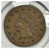 1863 Civil War Token Indian Head Cannons & Drum